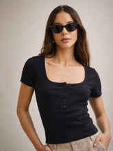 Women Black Square-Neck Regular Top
