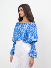 Women Navy Tie-dye Square Neck Regular Top