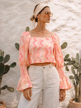 Women Orange Ikat Print Square Neck Regular Top