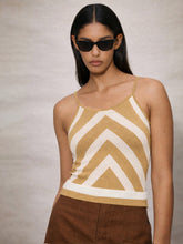Women Beige & White Strappy Regular Top