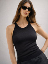Women Black Halter Neck Sleeveless Top