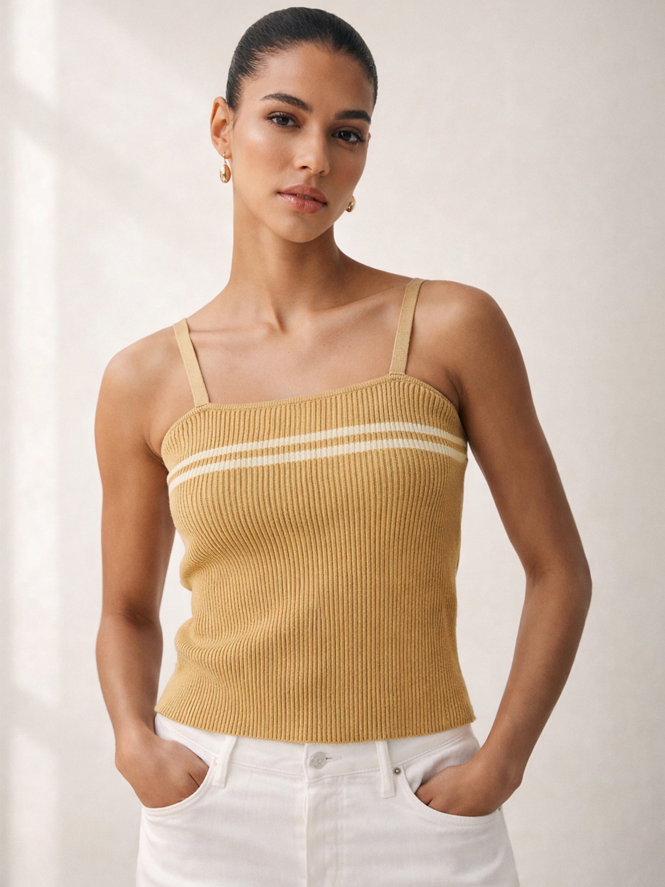 Women Beige Strappy Regular Top