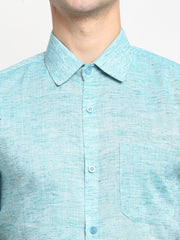 Green Men's Solid Cotton Half Sleeves Formal Shirt ( SF 783Green )