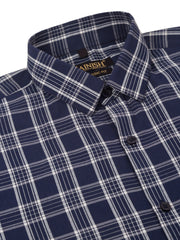 Men's Cotton Checked Half Sleeve Formal Shirts ( SF 808Blue )