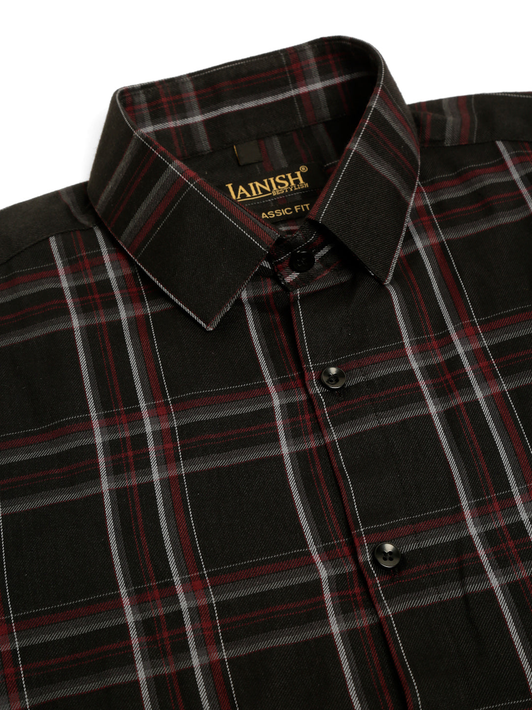 Jainish Mens Cotton Checked Formal Shirts