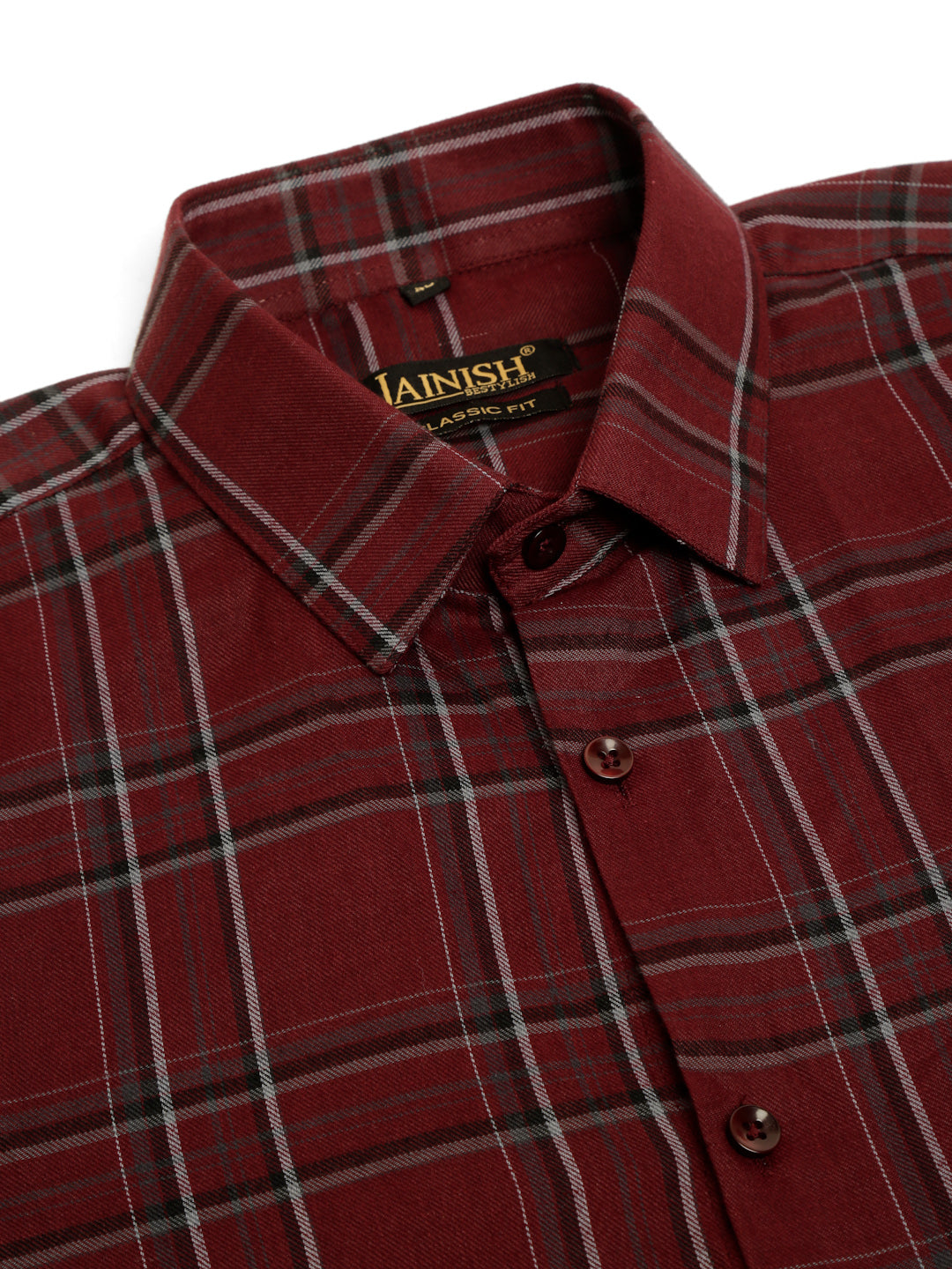 Jainish Mens Cotton Checked Formal Shirts