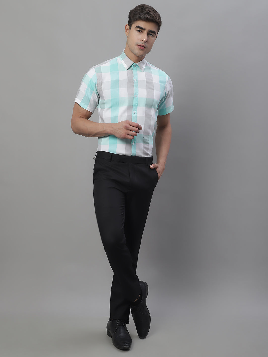Mens Pure Cotton Checked Formal Shirts