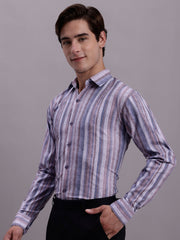 Men's Cotton Blend Striped Formal Shirt
