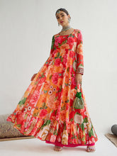 Shae by SASSAFRAS - Women Yellow & Red Floral Frill Hem Anarkali Kurta