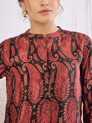 Shae by SASSAFRAS - Women Emerald Kasturi Crepe Front Button Top With Sharara Pants