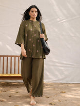 Olive All Over Embroidered Shirt With Palazzos Shae by SASSAFRAS