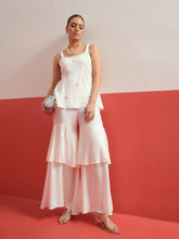 White Embroidered Top With Layered Sharara Pants Shae by SASSAFRAS