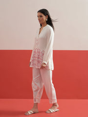 White Hem Embroidered Shirt With Pleated Pants Shae by SASSAFRAS