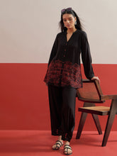 Black Hem Embroidered Shirt With Pleated Pants Shae by SASSAFRAS