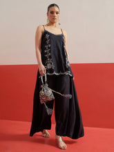 Black Embroidered Strappy Top With Palazzos Shae by SASSAFRAS