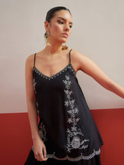 Black Embroidered Strappy Top With Palazzos Shae by SASSAFRAS