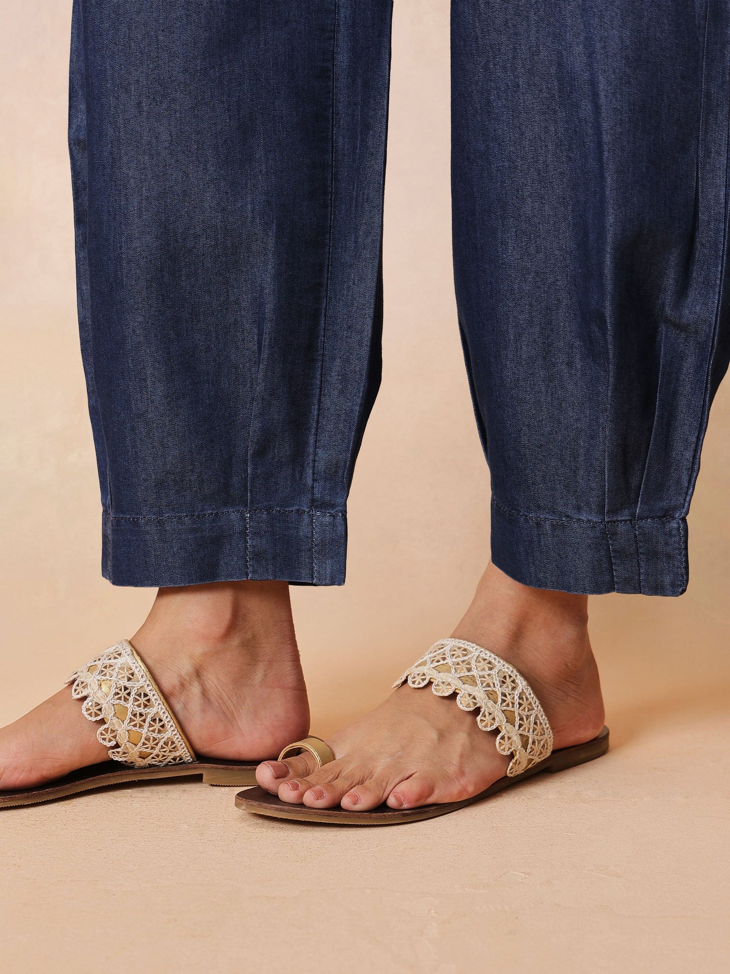 Navy Glass Neck Embroidered Short Kurta With Straight Pants -Shae by SASSAFRAS