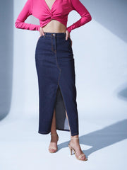 Denim Slit Skirt