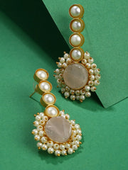 SOHI - Gold-Plated Druzy Stone Studd Long Earrings