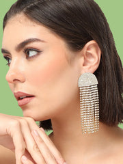 SOHI - أقراط مطلية بالذهب بتصميم حجر للحفلات للنساء