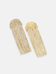 SOHI - أقراط مطلية بالذهب بتصميم حجر للحفلات للنساء