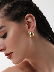 SOHI-The Small Semi Chunky Hoop Earrings Champayne Gold Sohier6131