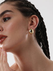 SOHI-The Small Semi Chunky Hoop Earrings Champayne Gold Sohier6131
