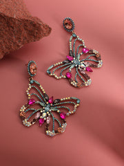 SOHI - Gold Plated Stone Studded Contemporary Drop Earrings