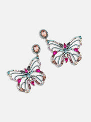 SOHI - Gold Plated Stone Studded Contemporary Drop Earrings