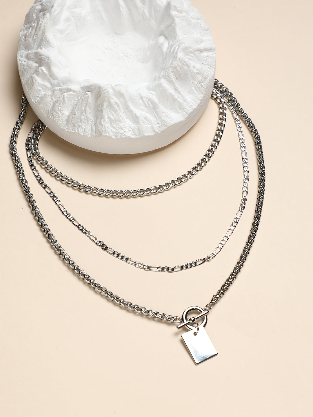 The Interlock Charm MultiLayer Necklace Metallic SilverSOHINC6054