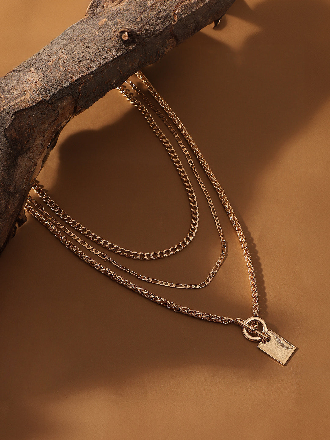 The Interlock Charm MultiLayer Necklace California GoldSOHINC6062