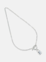 قلادة سلسلة قفل المرساة - فضي معدني