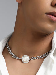 قلادة سلسلة بيرلا - فضي معدني