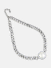 قلادة سلسلة بيرلا - فضي معدني
