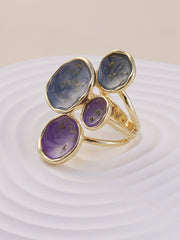 The Lilypad Statement Ring Navy Blue & Amerthyst PurpleSOHIRG6105
