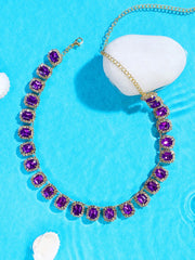 قلادة حجرية مطلية بالفضة بتصميم كاجوال