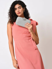 حقيبة كلاتش مزخرفة بقفل دفع مع حزام سلسلة