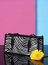 Haute Sauce - Striped Hand Bag with Zip Lock