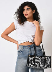 Haute Sauce - Striped Hand Bag with Zip Lock