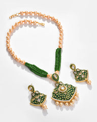 SOHI - Gold Plated Designer Pearls Beaded Necklace and Earrings Set