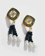 SOHI - Gold Plated Kundan Beaded Necklace and Earrings Set