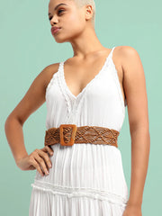 صلصة فاخرة - حزام خصر بني اللون ذو ملمس مميز