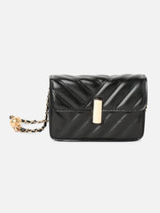 حقيبة كتف صغيرة من الجلد الصناعي بتصميم كاجوال مع قفل دفع للنساء