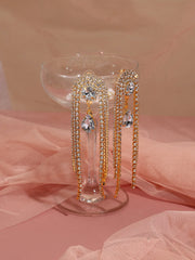 SOHI - أقراط أذن مطلية بالذهب مرصعة بأحجار مصممة للحفلات للنساء