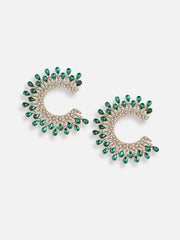 SOHI - أقراط أذن دائرية مطلية بالذهب مرصعة بأحجار مصممة للحفلات للنساء