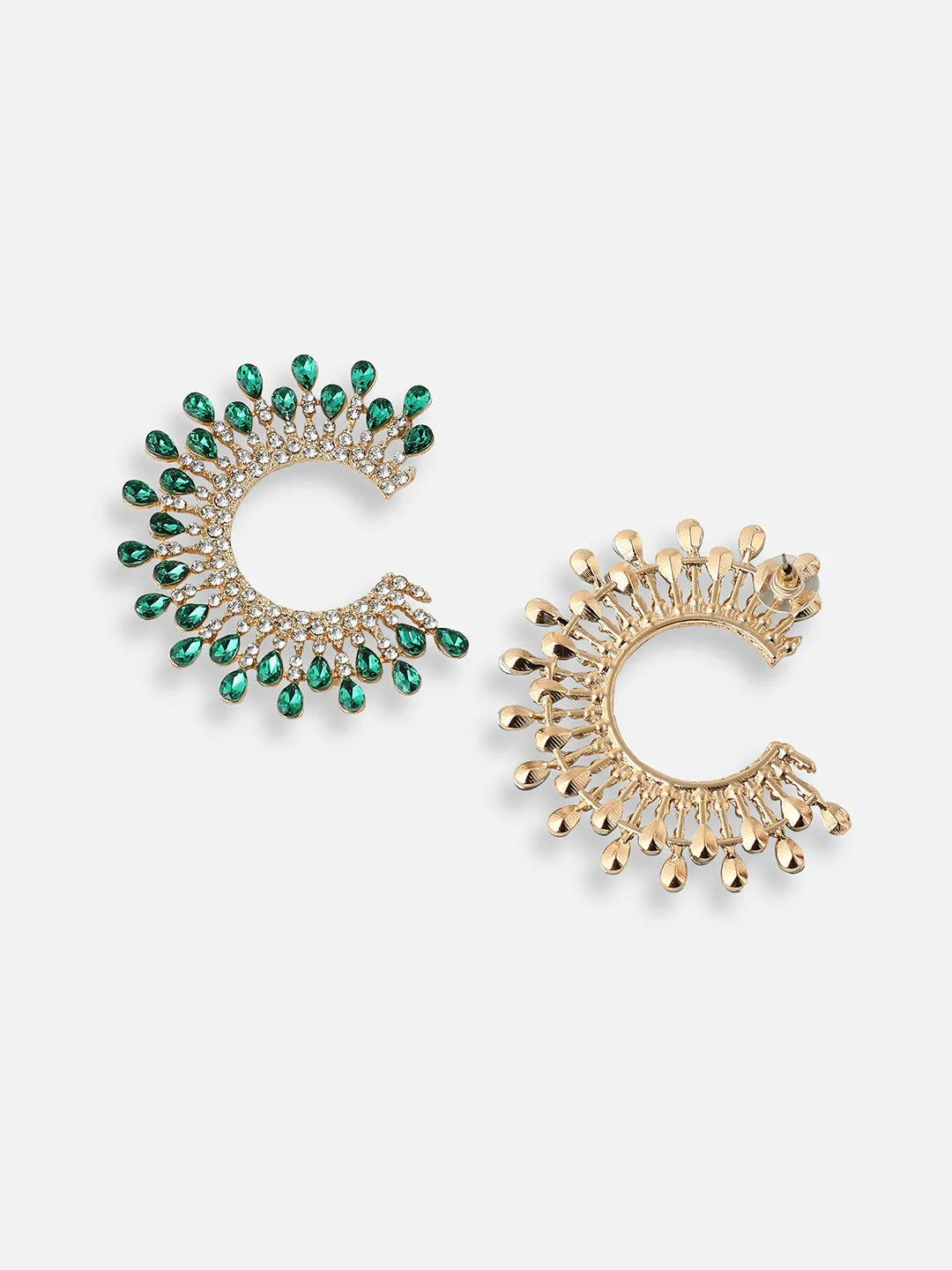 SOHI - Gold Plated Designer Stone Party Hoop Earring For Women