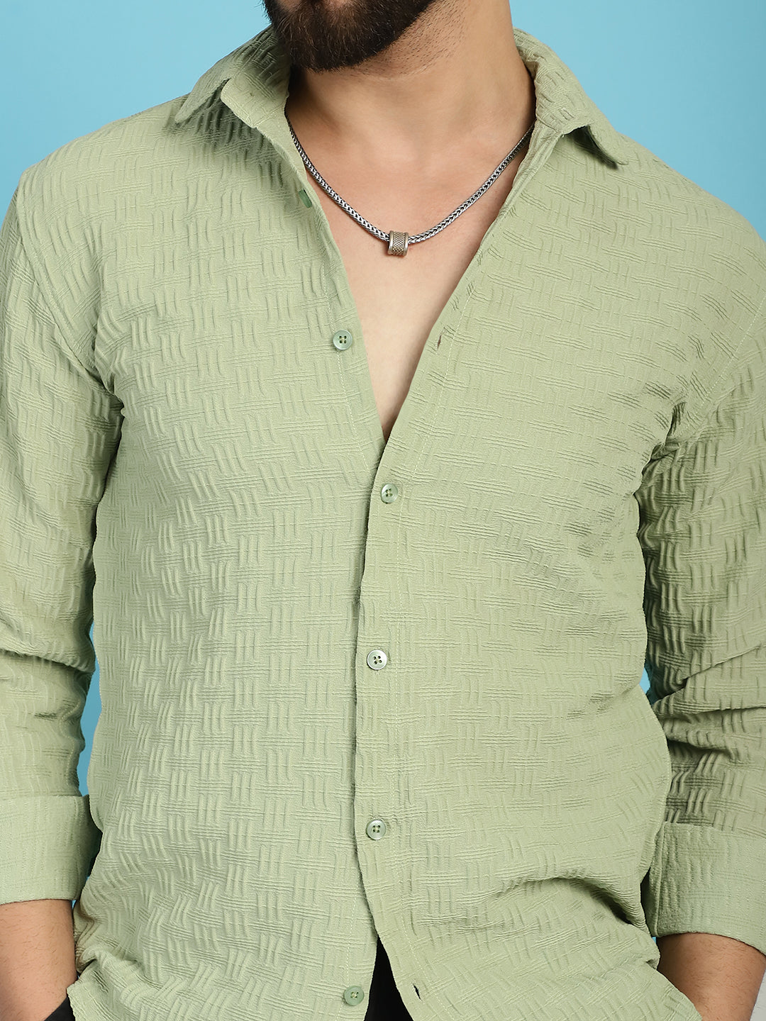 Woven Design Casual Shirt For Mens