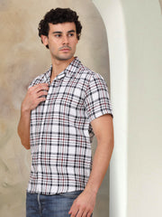 Checked Half Sleeve Cotton Shirt For Men