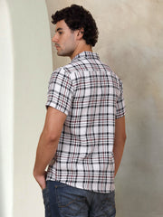 Checked Half Sleeve Cotton Shirt For Men