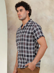 Checked Half Sleeve Cotton Shirt For Men